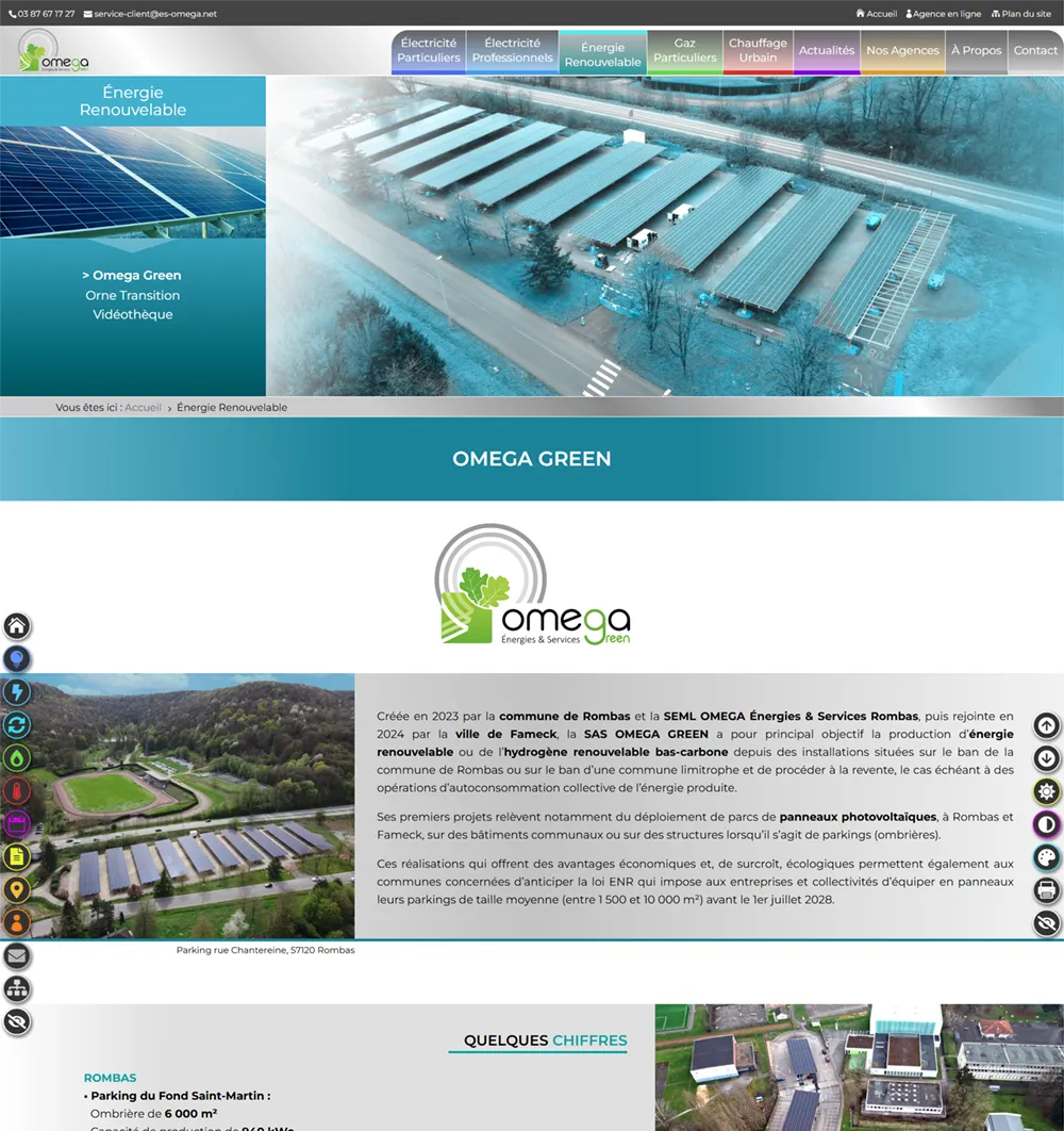 Capture d'écran page énergie renouvelable www.es-omega.net