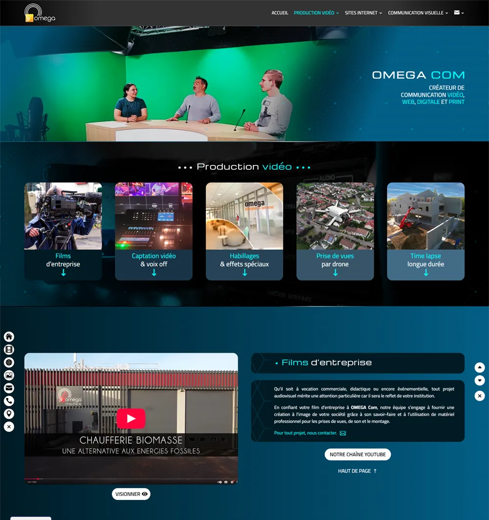 Capture page production vidéo site www.omega-com.net